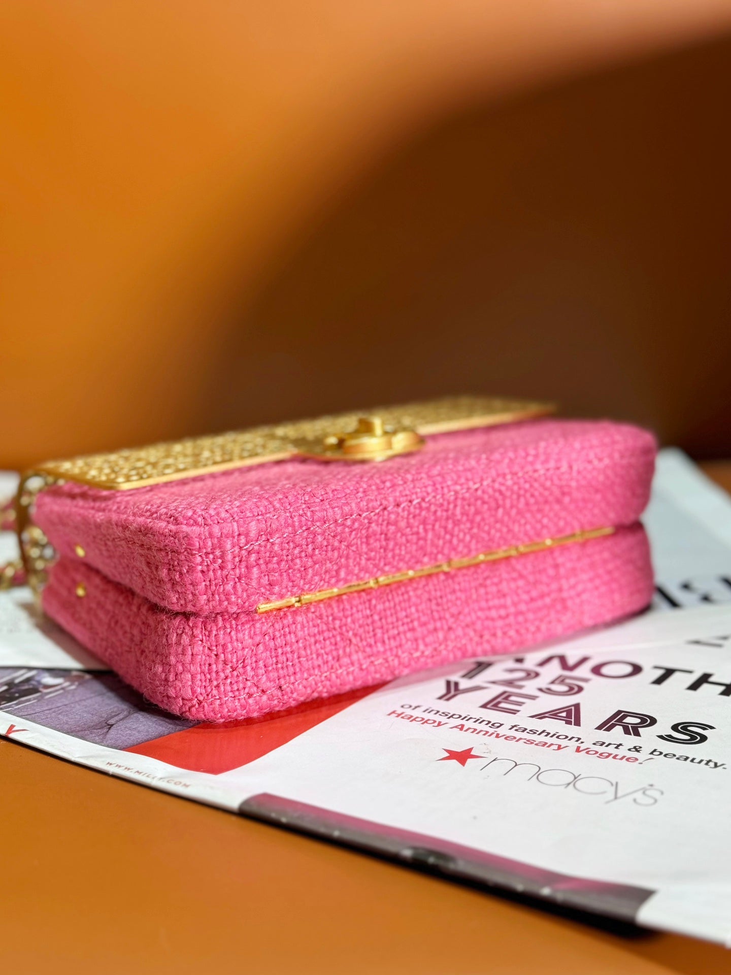 CHL metal gold Tweed Bag Mini 17 cm