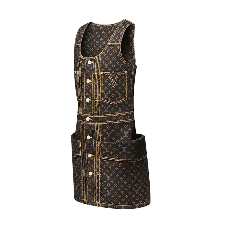 LU Monogram Denim Button Front Dress