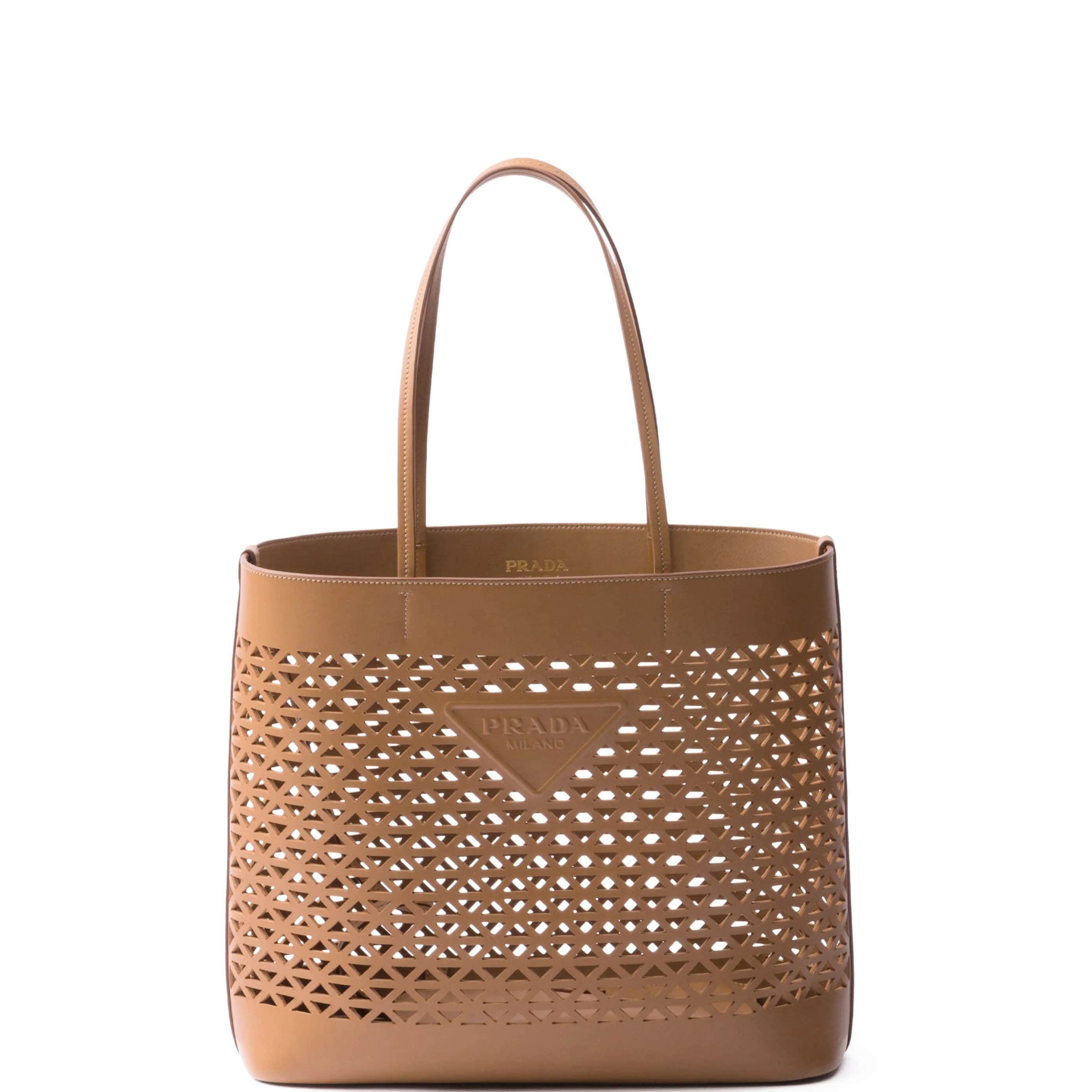 Logo Perforated Tote Bag Brown