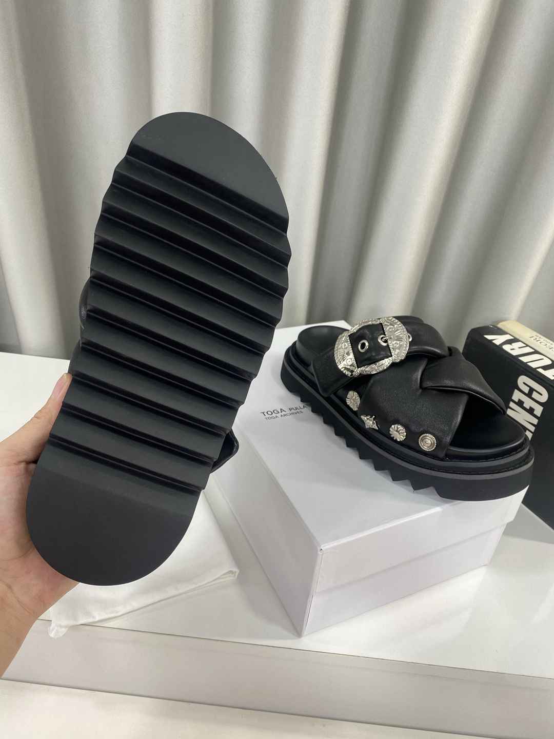 TOGA stud-embellished leather Slippers Woman