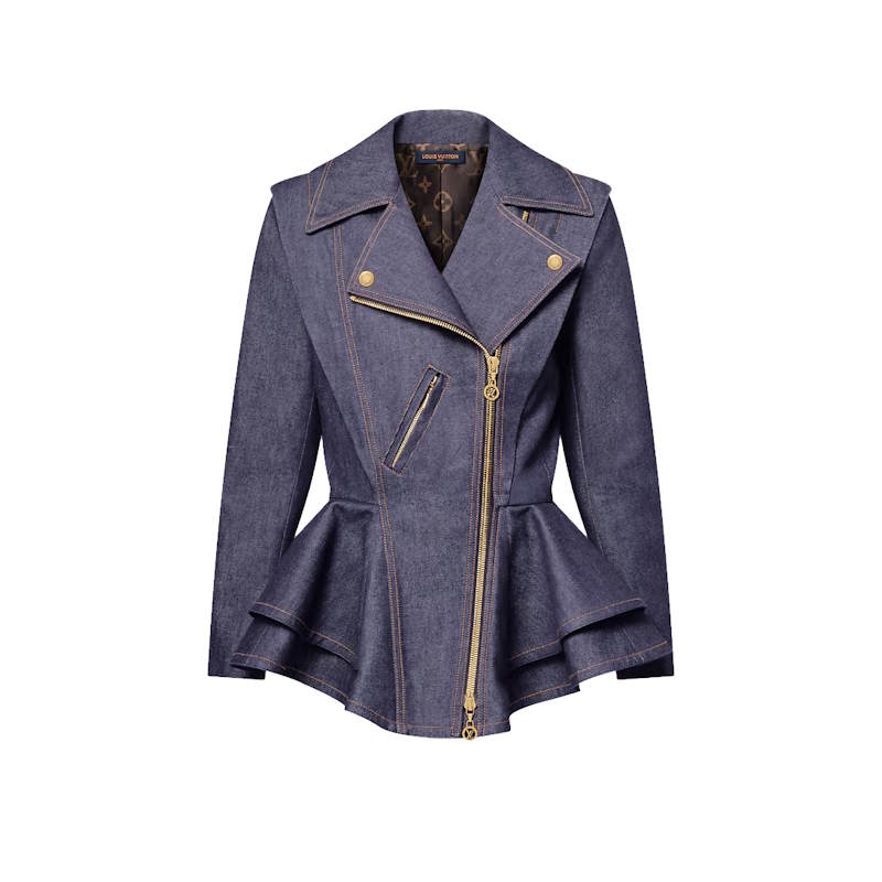 LU Denim Flounce Biker Jacket Woman Limited