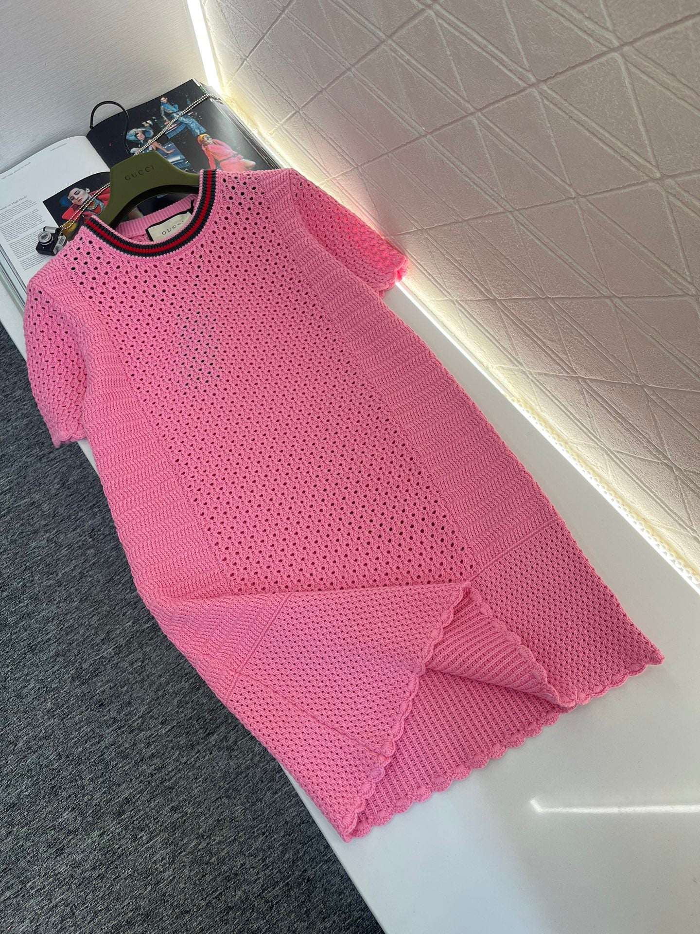 GU Crochet Effect Cotton Dress With Web
