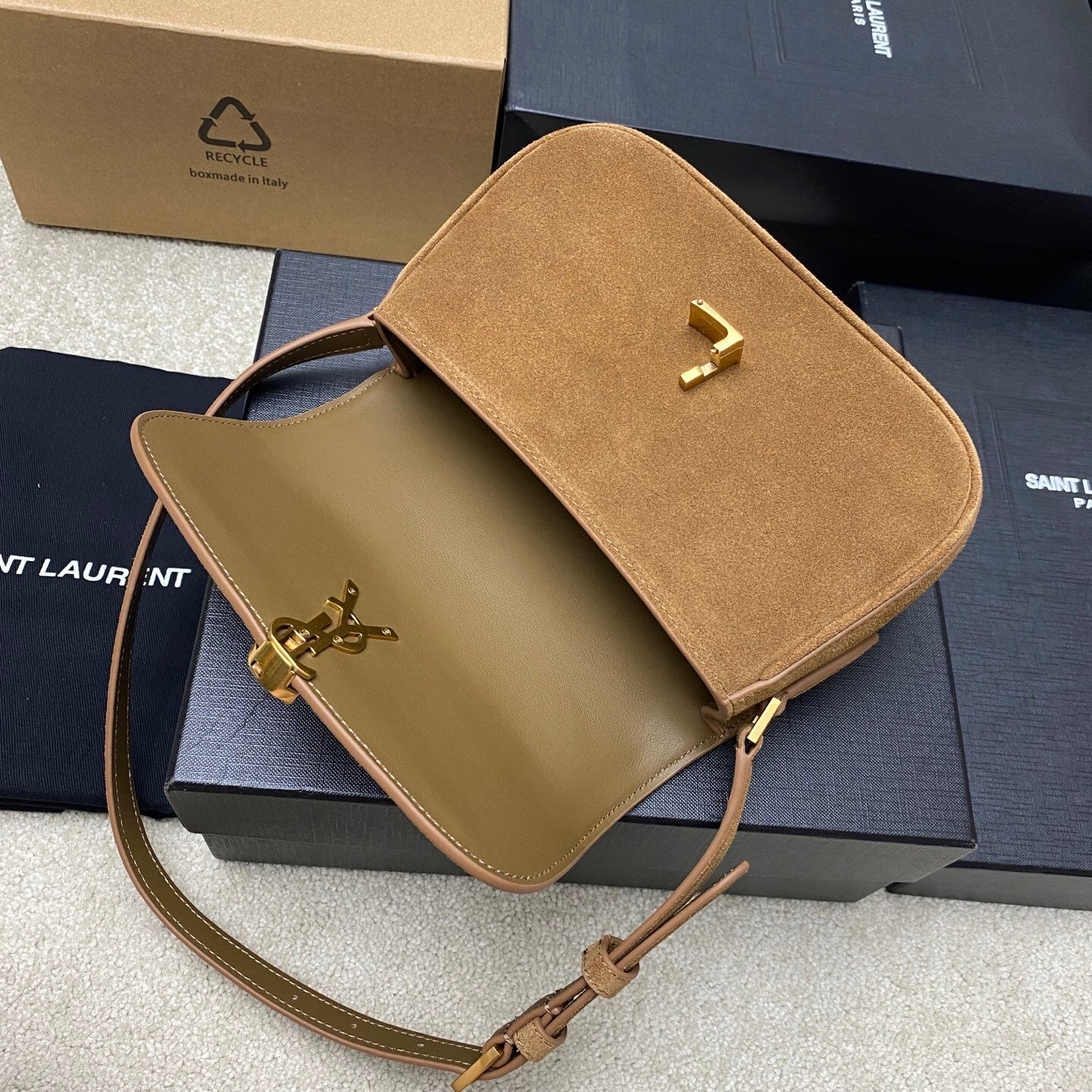 Y L suede bag Small 19 cm