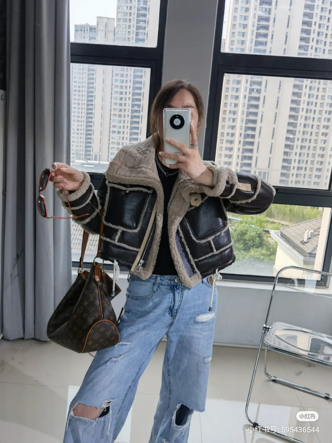 SNBAL Leather Shearling Jacket