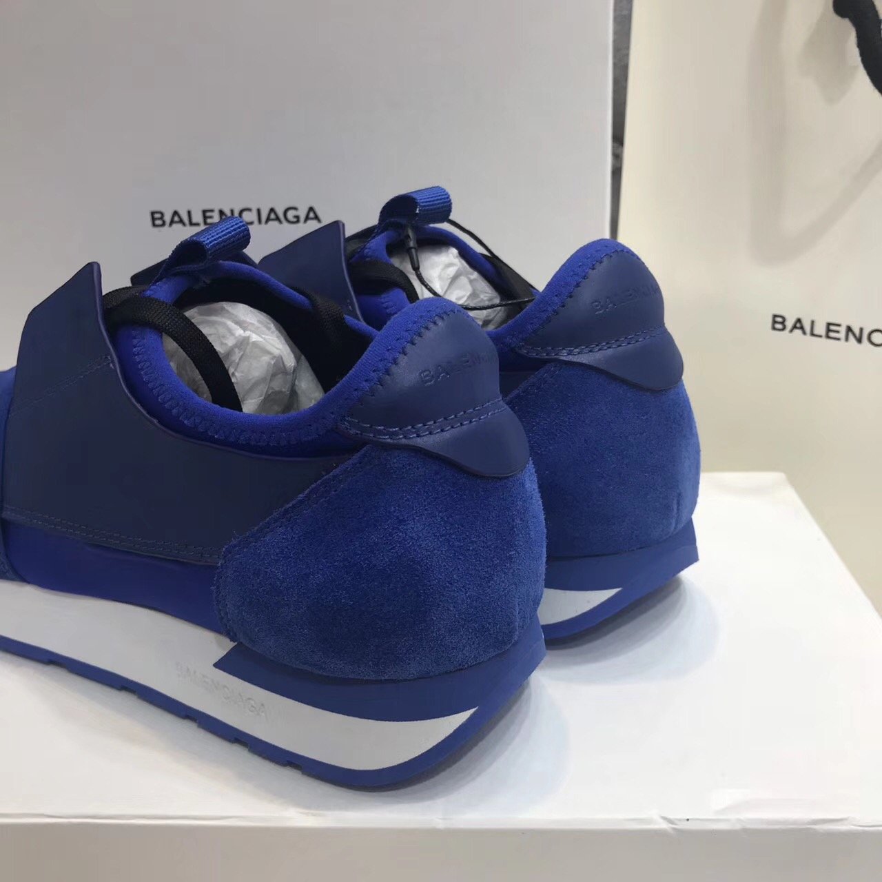 SNBAL Race Runner Leather Sneakers Blue Jeans
