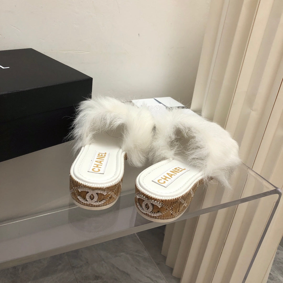CHL Slippers Slide Fur 2 Color 's