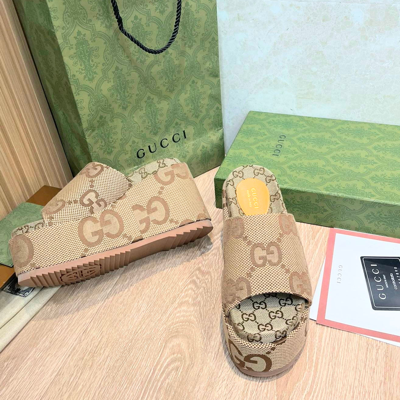 GU Slippers Platform Jumbo Monogram 12 cm