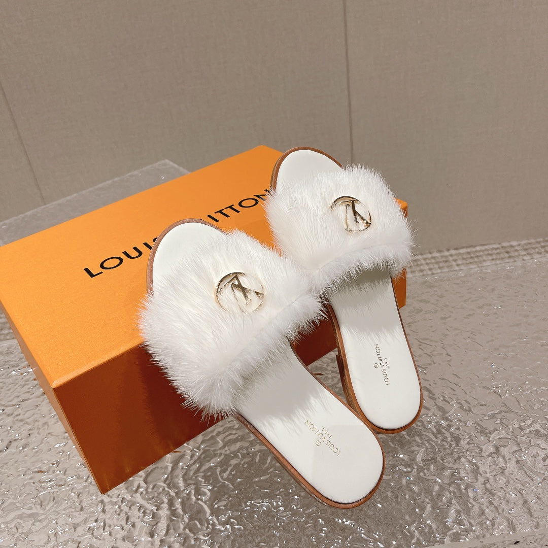 LU Slippers Fur 3 Color 's