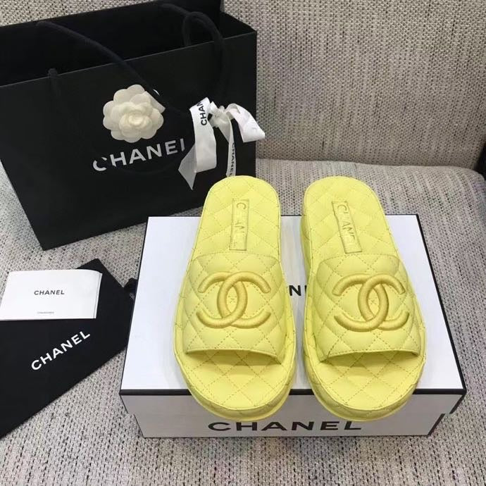 CHL Slippers Flat Yellow Wedge