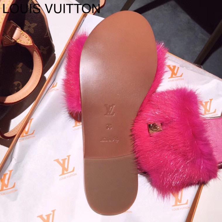 LU Slippers Fur Fuchsia