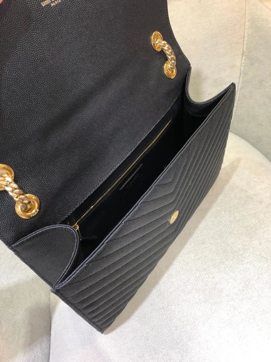 Y L Bag Handbag Black Gold 31 Cm