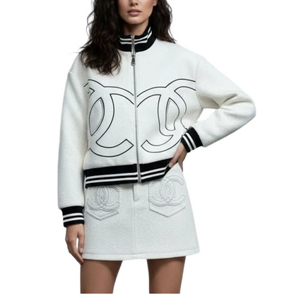 CHL Varsity Jacket and skirt outfit