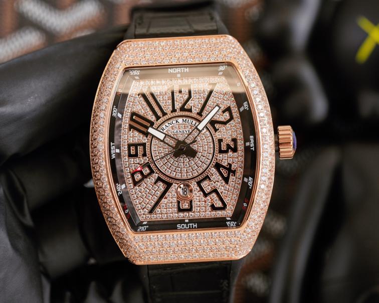 FRANCK M  V45 SC DT  stones Watches 54 cm 2 Color's