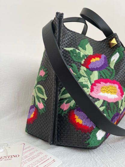 CV  Logo Raffia Tote Bag 2 Color's 35 cm