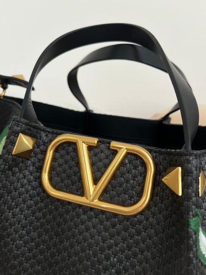 CV  Logo Raffia Tote Bag 2 Color's 35 cm