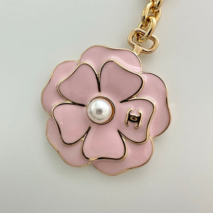 CHL Enamel Camellia and Faux Pearl Key Chain 3 Color's