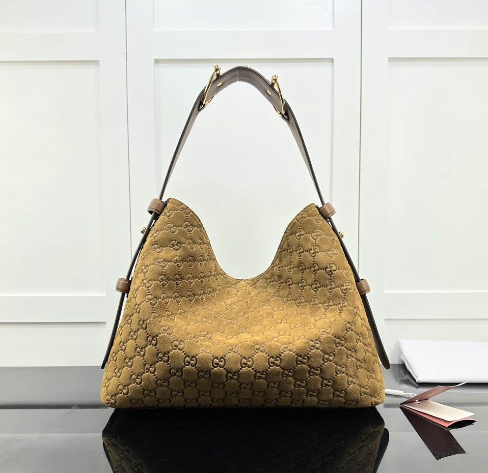 GU Maxi Horsebit Large suede tote bag 40 cm Large