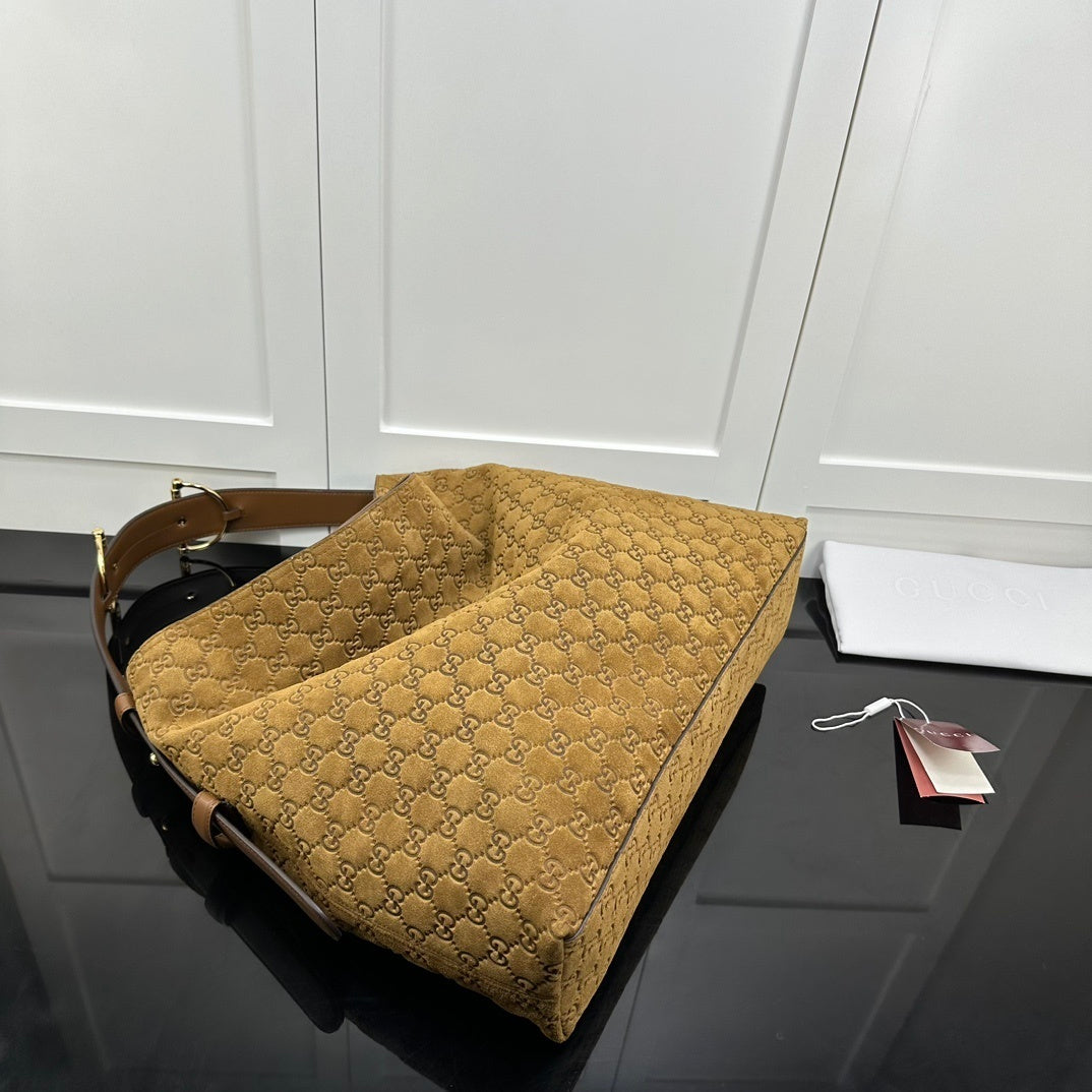 GU Maxi Horsebit Large suede tote bag 40 cm Large