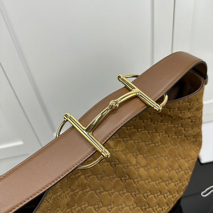 GU Maxi Horsebit Large suede tote bag 40 cm Large