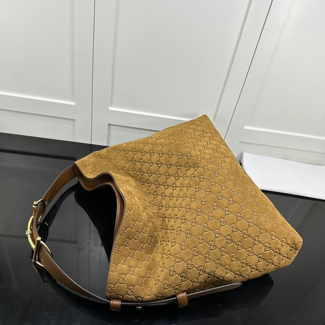 GU Maxi Horsebit Large suede tote bag 40 cm Large