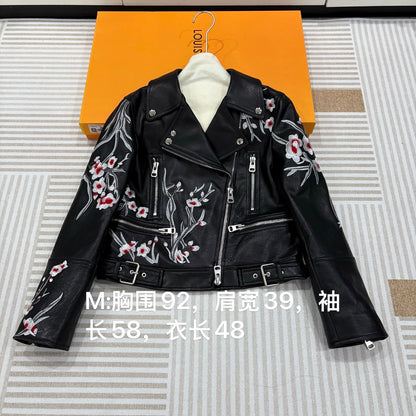 M*QUEEN Embroidered Leather Moto Biker Jacket  Limited
