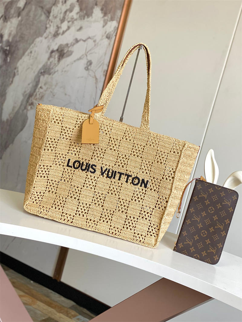 LU Raffia  Bag Tote MM 44 cm