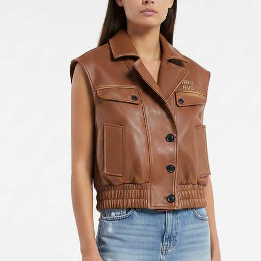 MI MI  Leather  Jacket  Woman