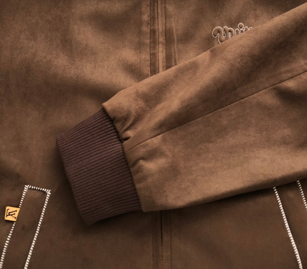 LU Embroidered Suede Calfskin Bomber Jacket Man Limited IOF