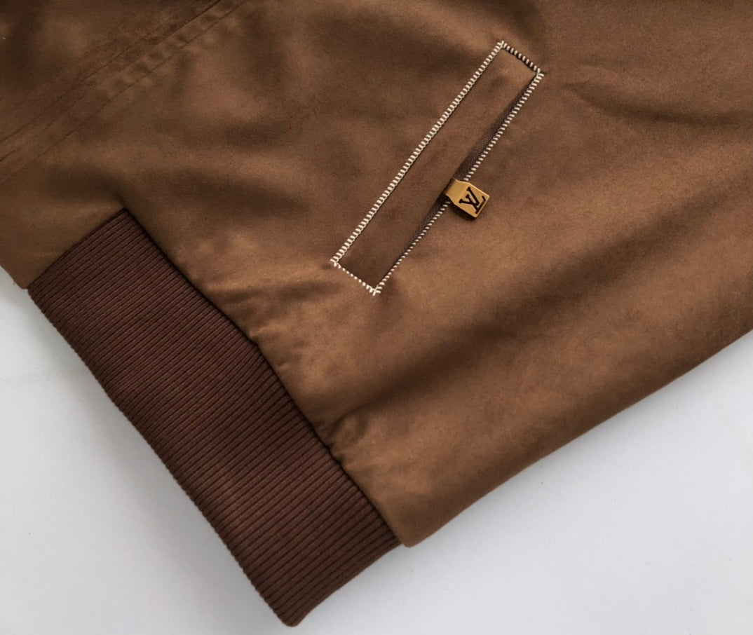 LU Embroidered Suede Calfskin Bomber Jacket Man Limited IOF