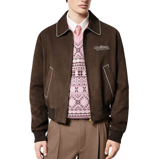 LU Embroidered Suede Calfskin Bomber Jacket Man Limited IOF