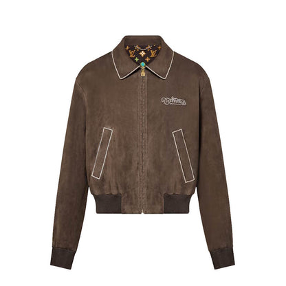 LU Embroidered Suede Calfskin Bomber Jacket Man Limited IOF