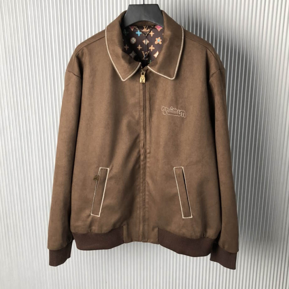 LU Embroidered Suede Calfskin Bomber Jacket Man Limited IOF