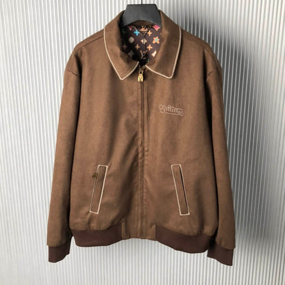 LU Embroidered Suede Calfskin Bomber Jacket Man Limited IOF