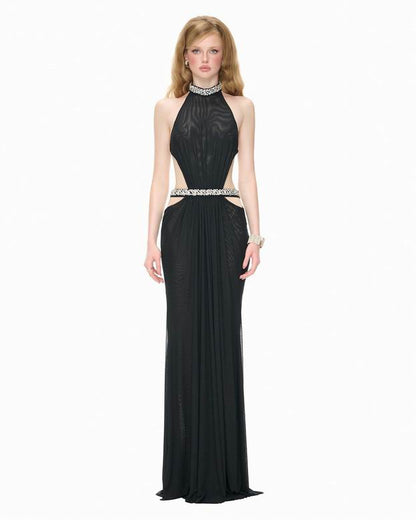 HERVE Party dress Crystal Draped Backless 2 Color's