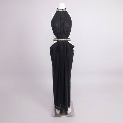 HERVE Party dress Crystal Draped Backless 2 Color's
