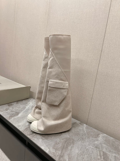 Rick Owen  cargo fetish knee length boots Woman 2 Color's