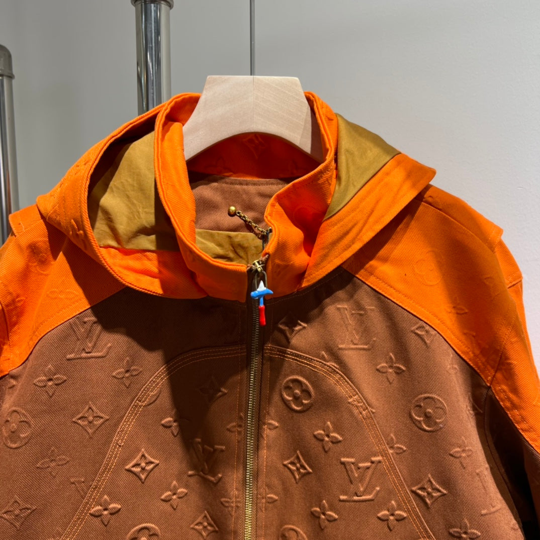 LU  Monogram Hooded Denim Jacket IOFF
