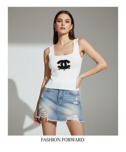 CHL Tank Knitted Top  T - shirt 3 Color's Woman