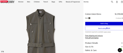 *BURBBER Linen Dress 2 Color's limited