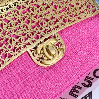 CHL metal gold Tweed Bag  Mini 17 cm