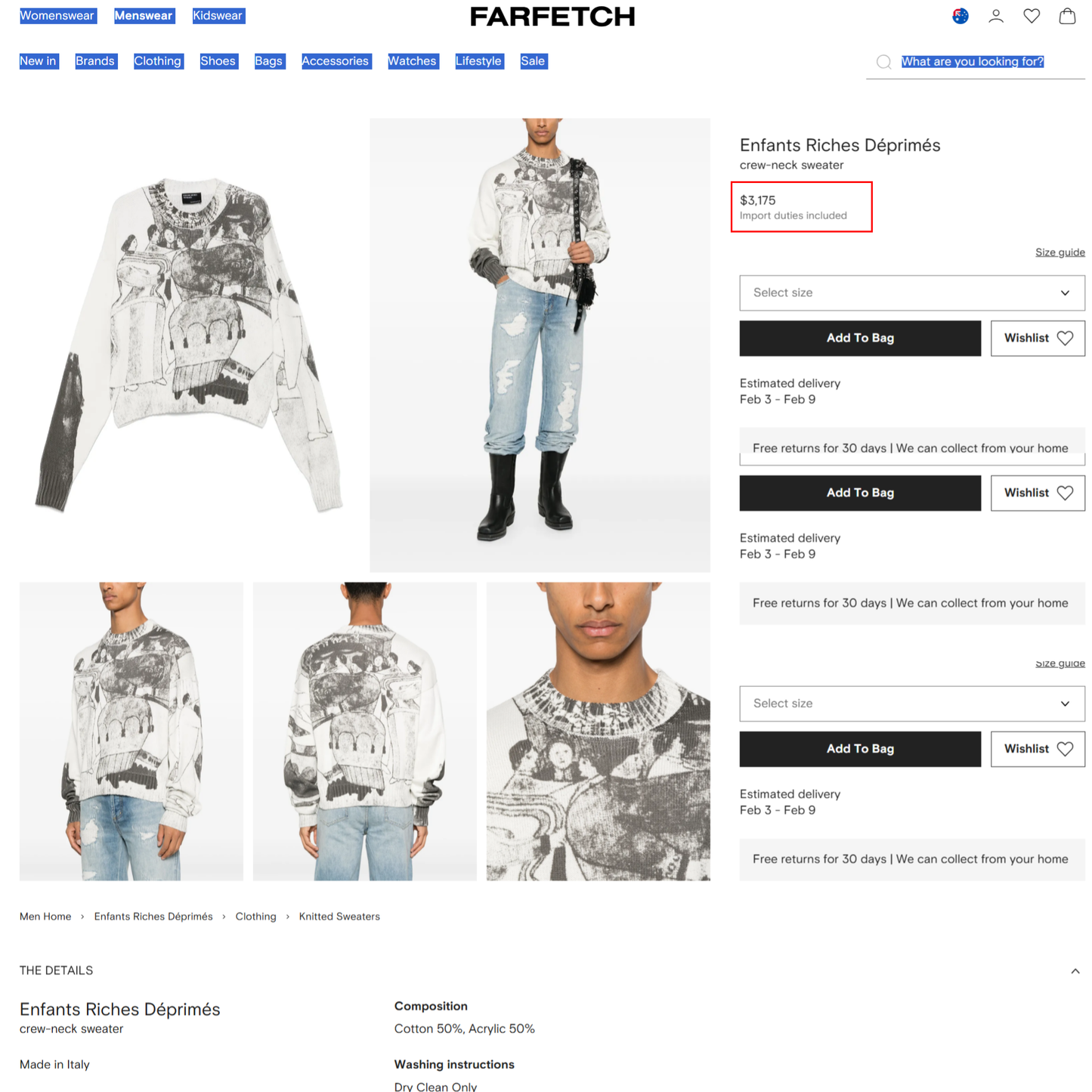 Enfan Rich Déprimés crew-neck sweater  Man