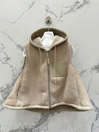 LO EVE  Leather Shearling Jacket Vest 2 Color's