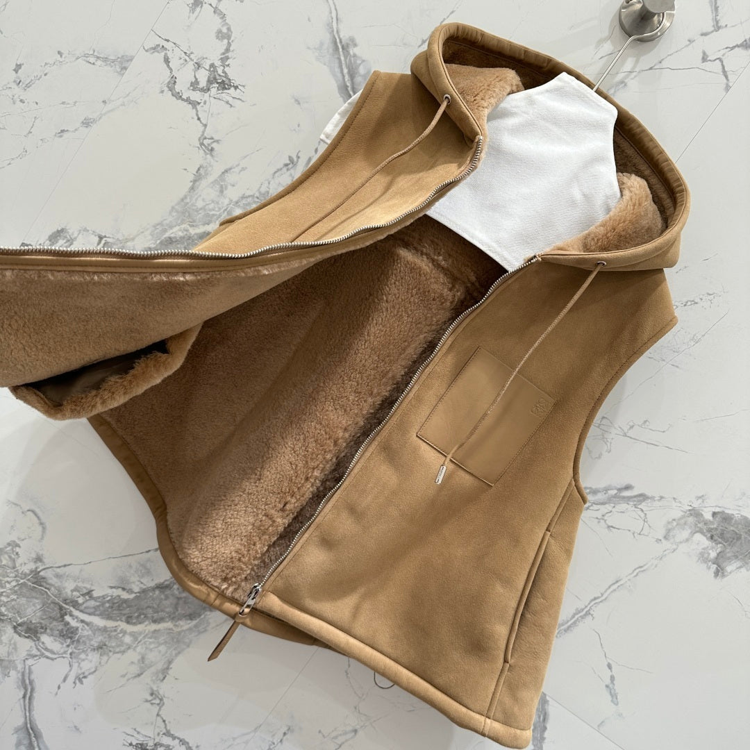 LO EVE  Leather Shearling Jacket Vest 2 Color's