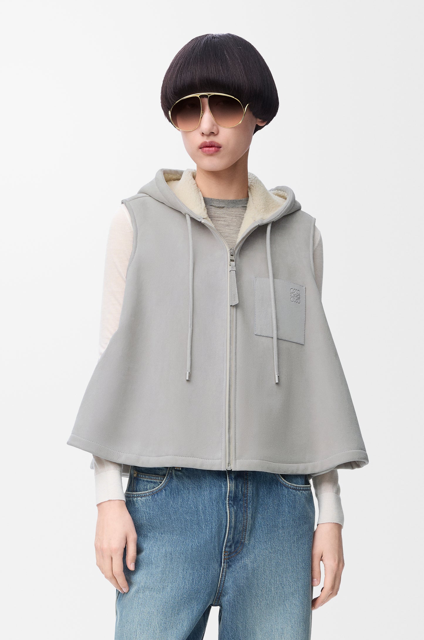 LO EVE  Leather Shearling Jacket Vest 2 Color's