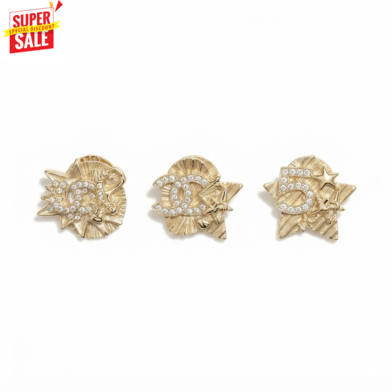 Three gold-toned moon-phase stud earrings with rhinestone accents, displayed on a clean white background with a red 'SUPER SALE' badge in the top-left corner.
