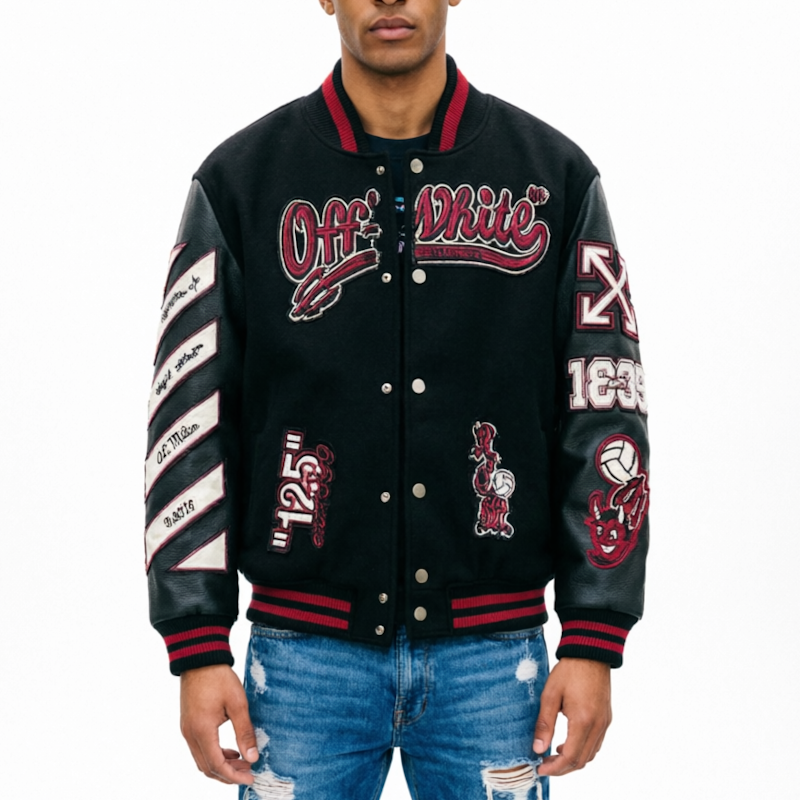 off white varsity jacket