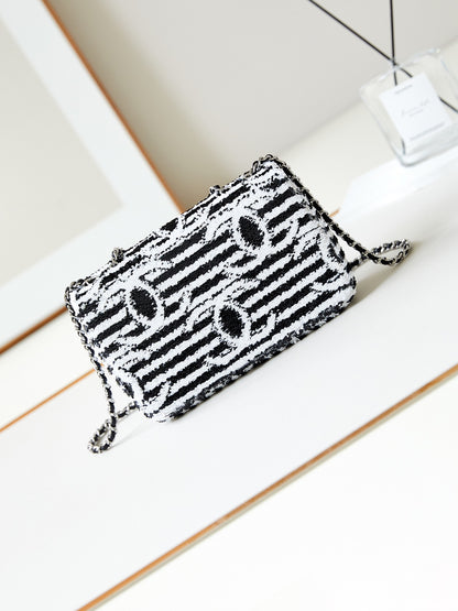 CHL Sequins & Silver-Tone Metal Bag 21 cm