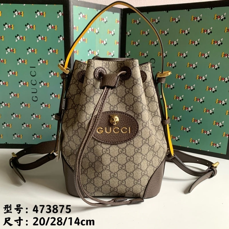 GU Neo Vintage Drawstring Bucket Backpack Bag 28 cm