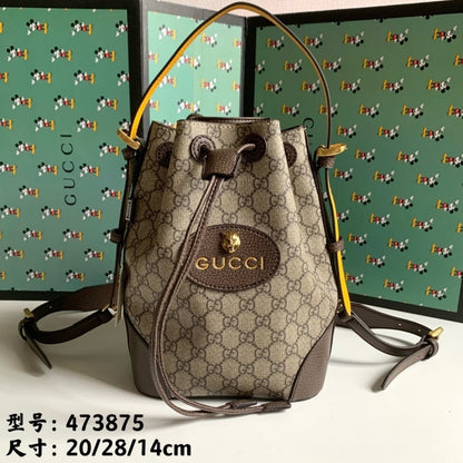 GU Neo Vintage Drawstring Bucket Backpack Bag 28 cm