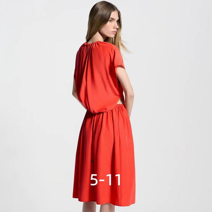 LU Woman Washed Silk Drawstring Dress QQ limited